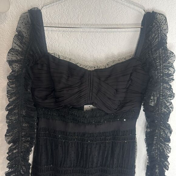 NWT Self Portrait BLACK DOT MESH SHIRRED
MIDI DRESS BLACK US Size 6 - Picture 4 of 16